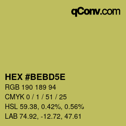カラーコード: HEX #BEBD5E | qconv.com