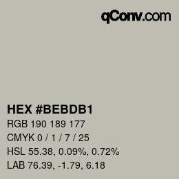 Código de color: HEX #BEBDB1 | qconv.com