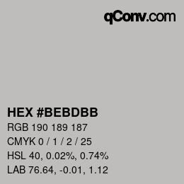 Color code: HEX #BEBDBB | qconv.com