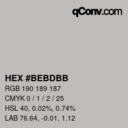 颜色代码: HEX #BEBDBB | qconv.com