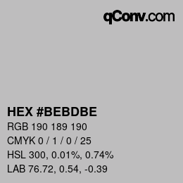 Color code: HEX #BEBDBE | qconv.com