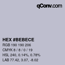 Color code: HEX #BEBECE | qconv.com