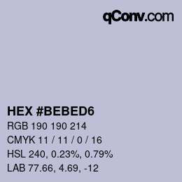 颜色代码: HEX #BEBED6 | qconv.com
