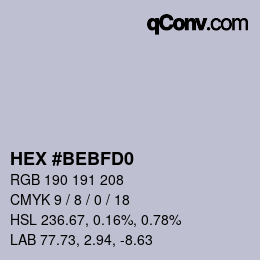 Código de color: HEX #BEBFD0 | qconv.com