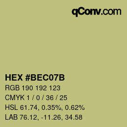 カラーコード: HEX #BEC07B | qconv.com