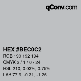 Color code: HEX #BEC0C2 | qconv.com