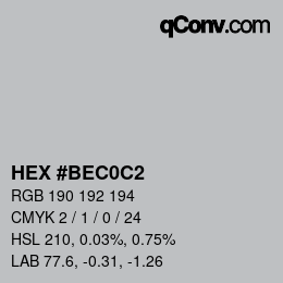 カラーコード: HEX #BEC0C2 | qconv.com