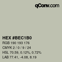 Código de color: HEX #BEC1B0 | qconv.com