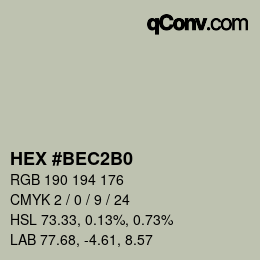 颜色代码: HEX #BEC2B0 | qconv.com