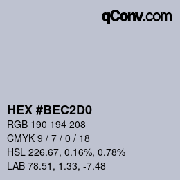 カラーコード: HEX #BEC2D0 | qconv.com