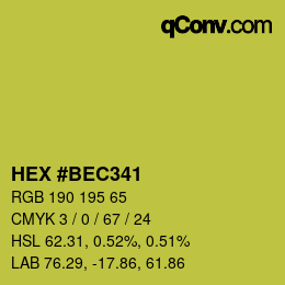Color code: HEX #BEC341 | qconv.com