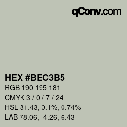 カラーコード: HEX #BEC3B5 | qconv.com