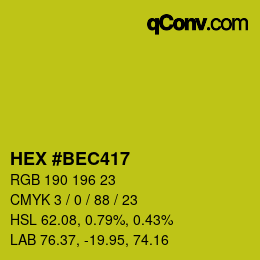 Color code: HEX #BEC417 | qconv.com