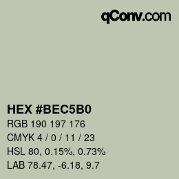 Código de color: HEX #BEC5B0 | qconv.com