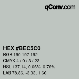 Color code: HEX #BEC5C0 | qconv.com