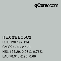 Color code: HEX #BEC5C2 | qconv.com