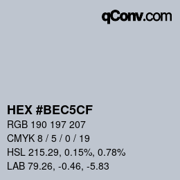 Color code: HEX #BEC5CF | qconv.com