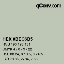 Color code: HEX #BEC6B5 | qconv.com