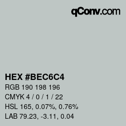 Código de color: HEX #BEC6C4 | qconv.com