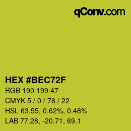 Color code: HEX #BEC72F | qconv.com