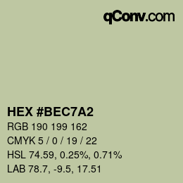 カラーコード: HEX #BEC7A2 | qconv.com