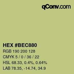Código de color: HEX #BEC880 | qconv.com