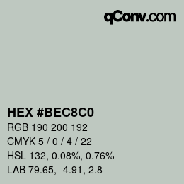 Color code: HEX #BEC8C0 | qconv.com