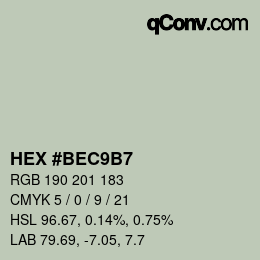 Código de color: HEX #BEC9B7 | qconv.com