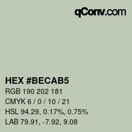 Color code: HEX #BECAB5 | qconv.com