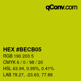 カラーコード: HEX #BECB05 | qconv.com