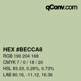 颜色代码: HEX #BECCA8 | qconv.com