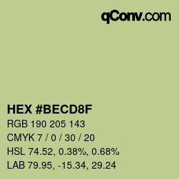 Farbcode: HEX #BECD8F | qconv.com