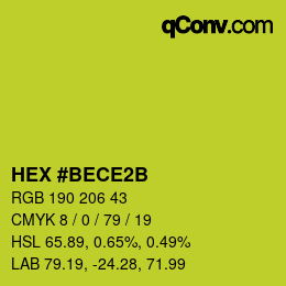 Farbcode: HEX #BECE2B | qconv.com