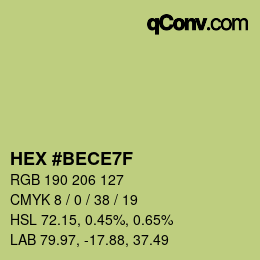 カラーコード: HEX #BECE7F | qconv.com