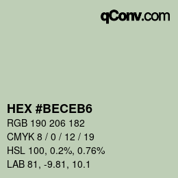 Color code: HEX #BECEB6 | qconv.com
