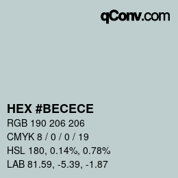 Color code: HEX #BECECE | qconv.com