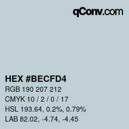 カラーコード: HEX #BECFD4 | qconv.com