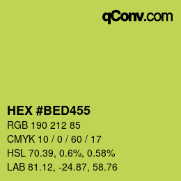 颜色代码: HEX #BED455 | qconv.com