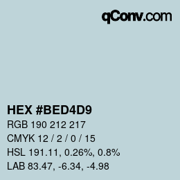 Color code: HEX #BED4D9 | qconv.com