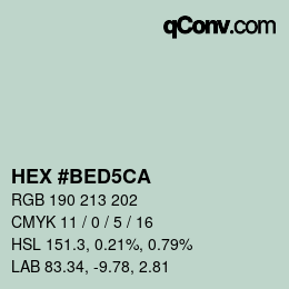 Color code: HEX #BED5CA | qconv.com