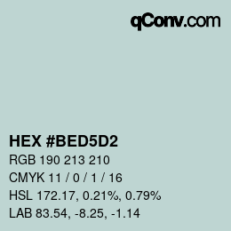 Código de color: HEX #BED5D2 | qconv.com
