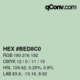 カラーコード: HEX #BED8C0 | qconv.com