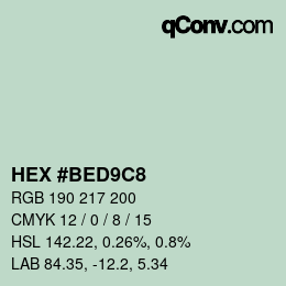 Farbcode: HEX #BED9C8 | qconv.com