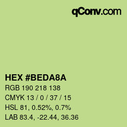 カラーコード: HEX #BEDA8A | qconv.com