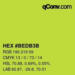 Color code: HEX #BEDB3B | qconv.com