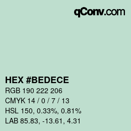 Color code: HEX #BEDECE | qconv.com