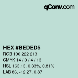 カラーコード: HEX #BEDED5 | qconv.com