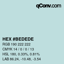 Color code: HEX #BEDEDE | qconv.com