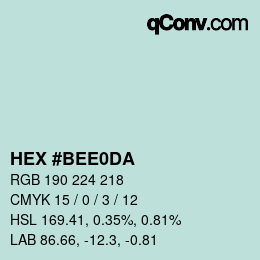 颜色代码: HEX #BEE0DA | qconv.com