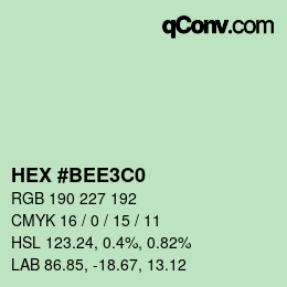 Farbcode: HEX #BEE3C0 | qconv.com